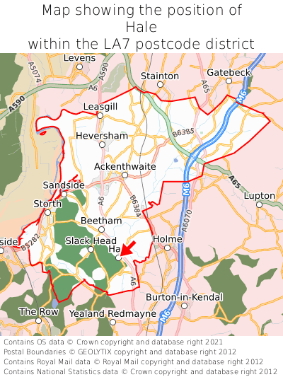 Map showing location of Hale within LA7