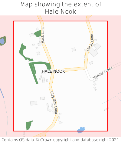 Map showing extent of Hale Nook as bounding box