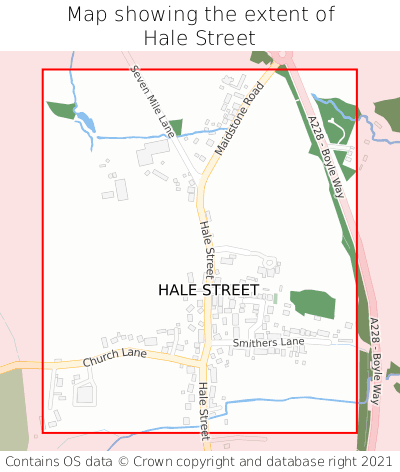 Map showing extent of Hale Street as bounding box