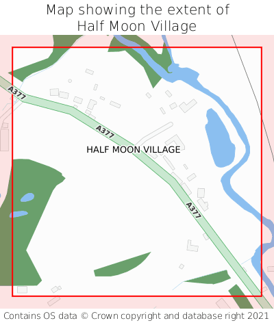 Map showing extent of Half Moon Village as bounding box