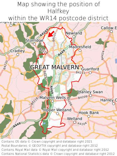 Map showing location of Halfkey within WR14