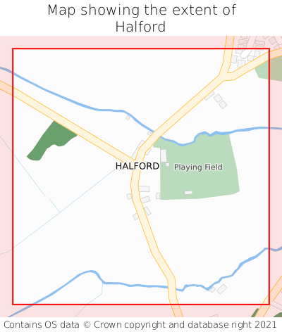 Map showing extent of Halford as bounding box