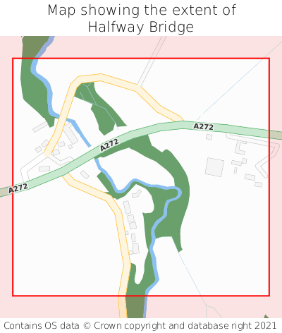 Map showing extent of Halfway Bridge as bounding box