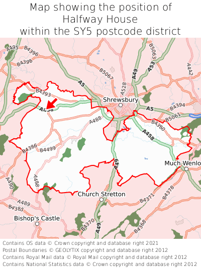 Map showing location of Halfway House within SY5