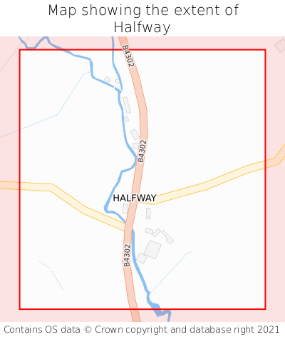 Map showing extent of Halfway as bounding box