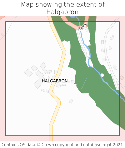 Map showing extent of Halgabron as bounding box