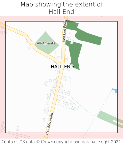 Map showing extent of Hall End as bounding box