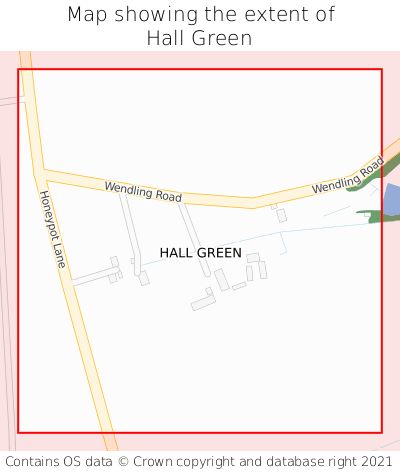 Map showing extent of Hall Green as bounding box