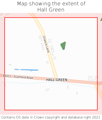 Map showing extent of Hall Green as bounding box