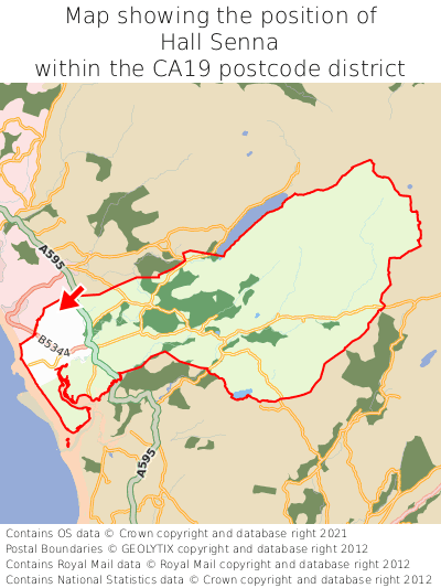 Map showing location of Hall Senna within CA19