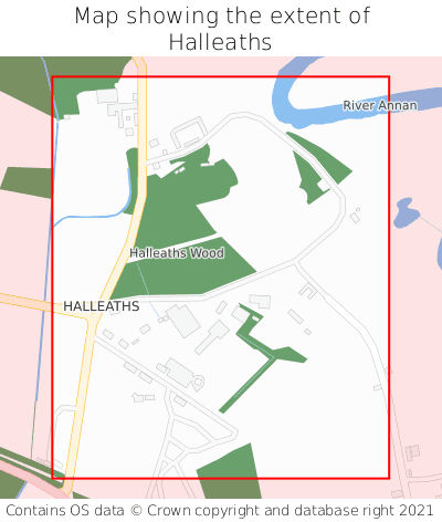 Map showing extent of Halleaths as bounding box