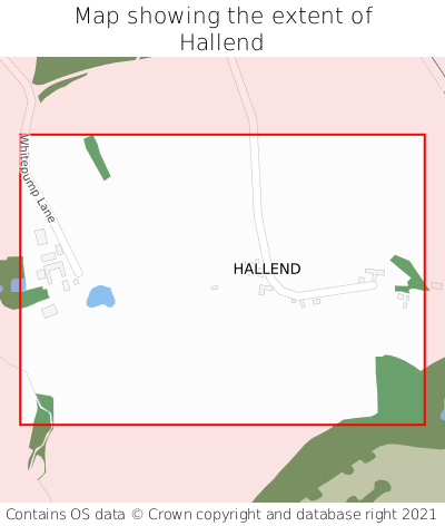 Map showing extent of Hallend as bounding box