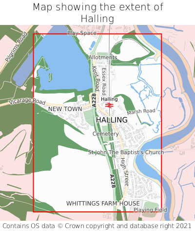 Map showing extent of Halling as bounding box
