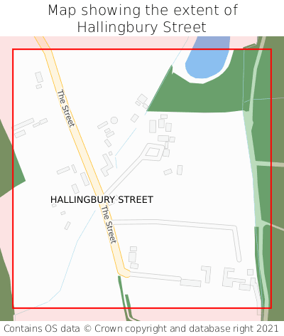Map showing extent of Hallingbury Street as bounding box