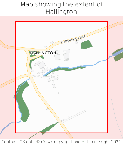 Map showing extent of Hallington as bounding box