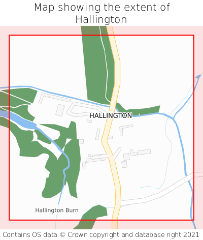 Map showing extent of Hallington as bounding box
