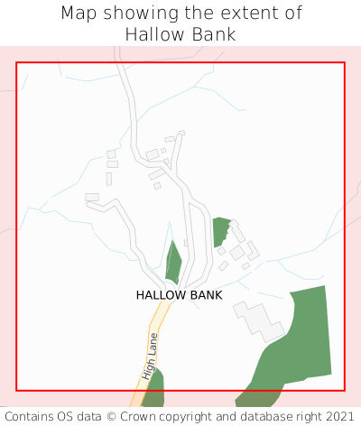 Map showing extent of Hallow Bank as bounding box