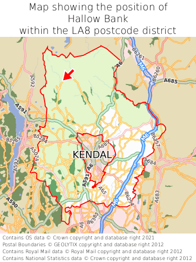 Map showing location of Hallow Bank within LA8