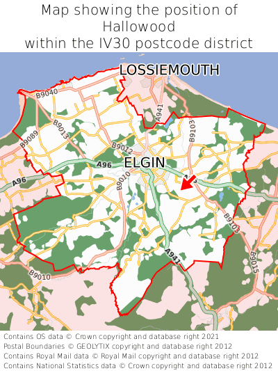 Map showing location of Hallowood within IV30