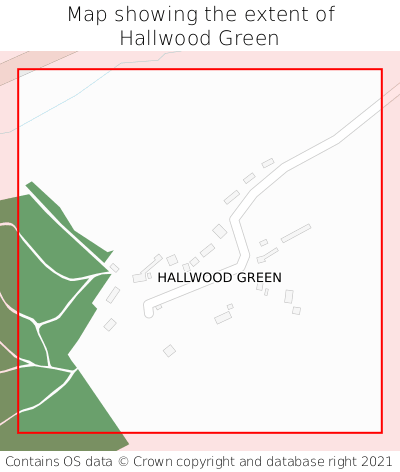 Map showing extent of Hallwood Green as bounding box