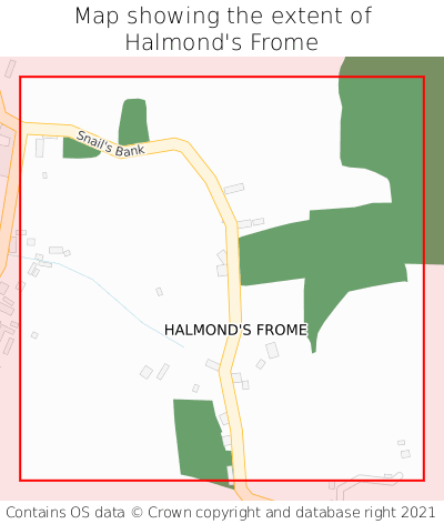 Map showing extent of Halmond's Frome as bounding box
