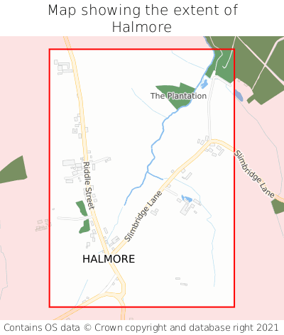 Map showing extent of Halmore as bounding box