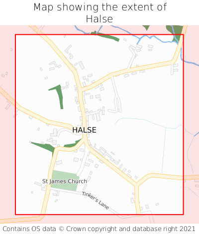 Map showing extent of Halse as bounding box