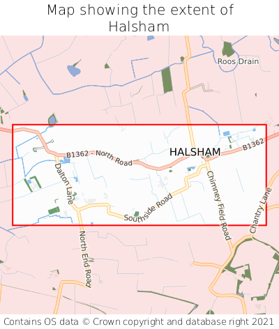 Map showing extent of Halsham as bounding box