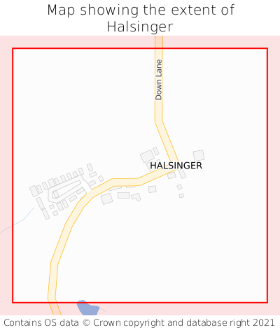 Map showing extent of Halsinger as bounding box