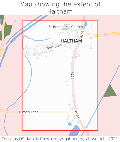 Map showing extent of Haltham as bounding box