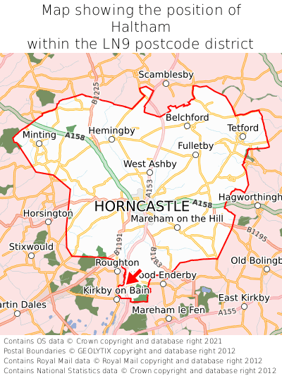 Map showing location of Haltham within LN9