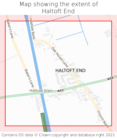 Map showing extent of Haltoft End as bounding box