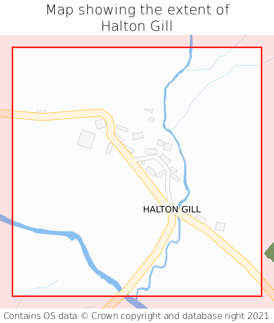 Map showing extent of Halton Gill as bounding box