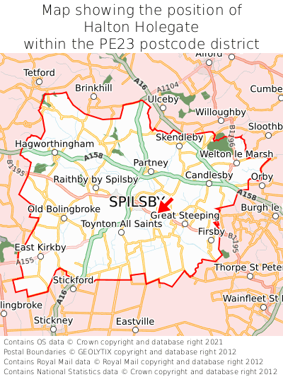 Map showing location of Halton Holegate within PE23