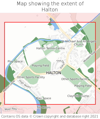 Map showing extent of Halton as bounding box