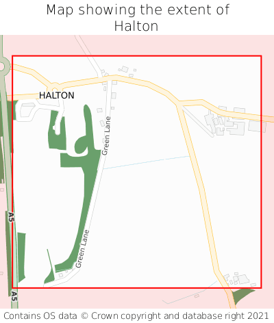 Map showing extent of Halton as bounding box