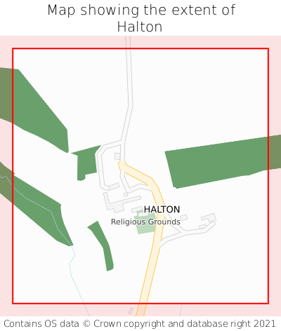 Map showing extent of Halton as bounding box