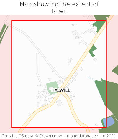 Map showing extent of Halwill as bounding box