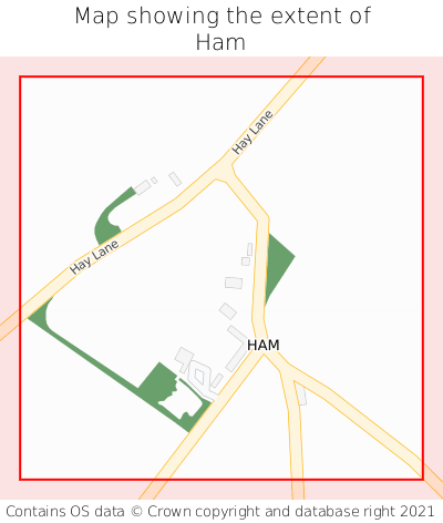 Map showing extent of Ham as bounding box