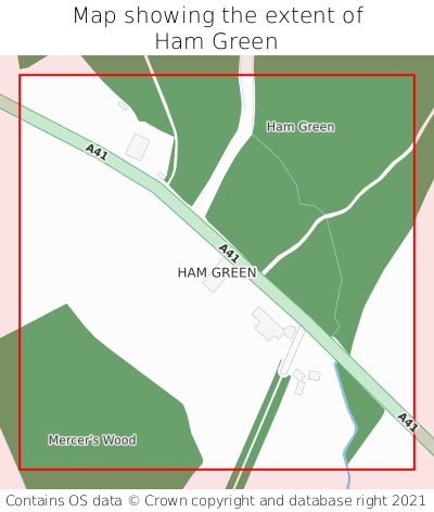 Map showing extent of Ham Green as bounding box