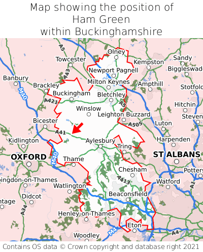 Map showing location of Ham Green within Buckinghamshire