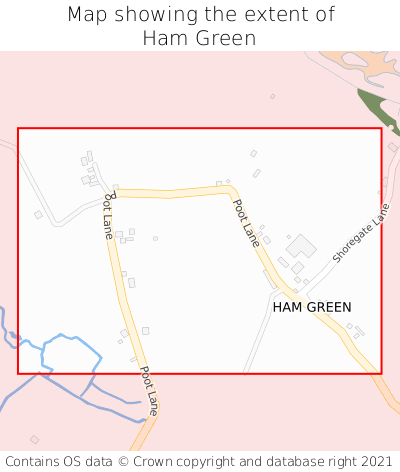 Map showing extent of Ham Green as bounding box