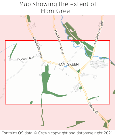 Map showing extent of Ham Green as bounding box