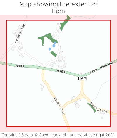 Map showing extent of Ham as bounding box