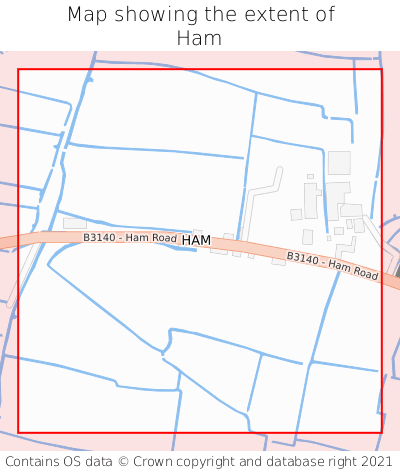 Map showing extent of Ham as bounding box