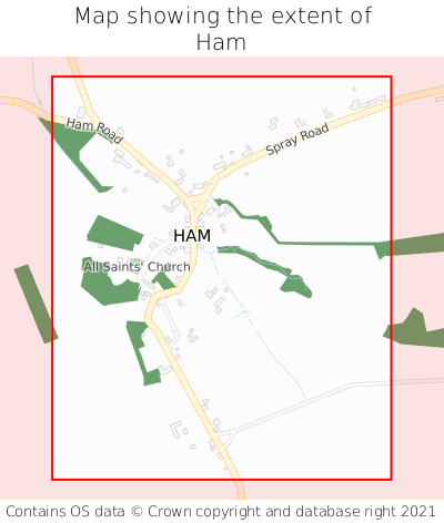 Map showing extent of Ham as bounding box