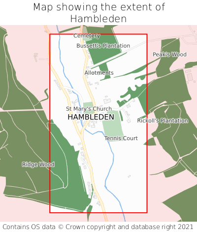 Map showing extent of Hambleden as bounding box