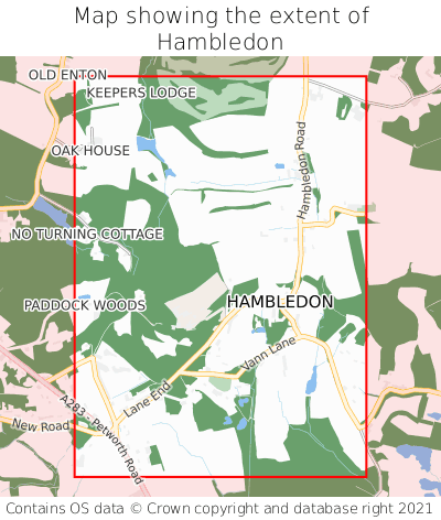 Map showing extent of Hambledon as bounding box