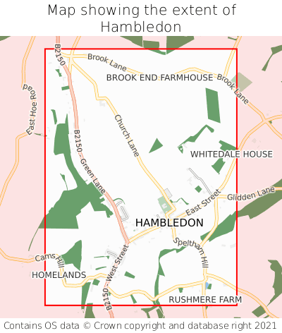 Map showing extent of Hambledon as bounding box