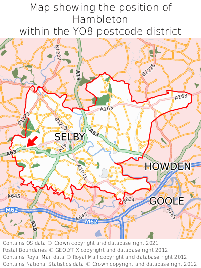 Map showing location of Hambleton within YO8